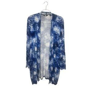 Lands End 2X Cardigan Swim Cover- Up Size 2X Open Front Long Line Stretch Beachy